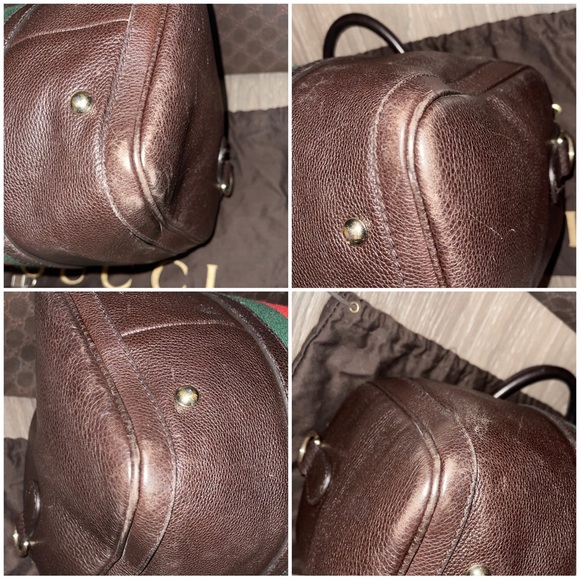 Authentic Gucci Medium Web Boston Bag - Brown - Picture 11 of 16